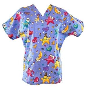 Scrub Wear Womens Pullover Scrub Size XS Top Printed Medical "Its a Boy Girl"